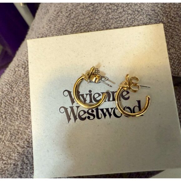 Genuine Vivienne Westwood Orb Hoops - Gold Tone - Picture 2 of 7